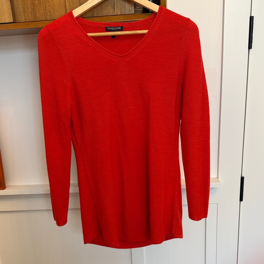NWOT Eileen Fisher sweater Vibrant Red Knit Top PS